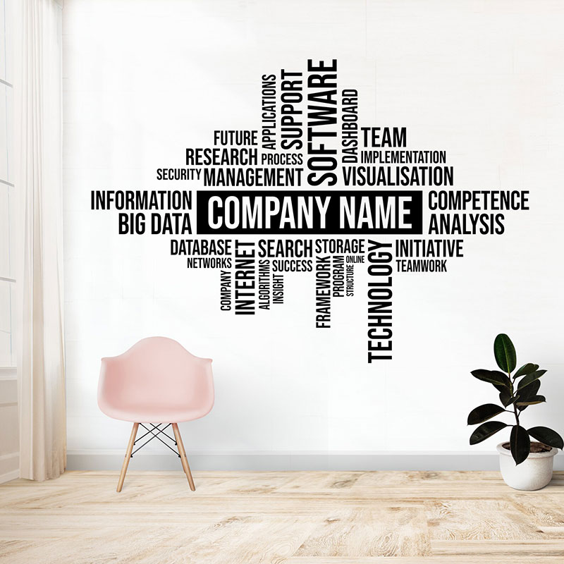 Office Furniture Custom - Aangepaste bedrijfsnaam muur sticker, vinyl muur