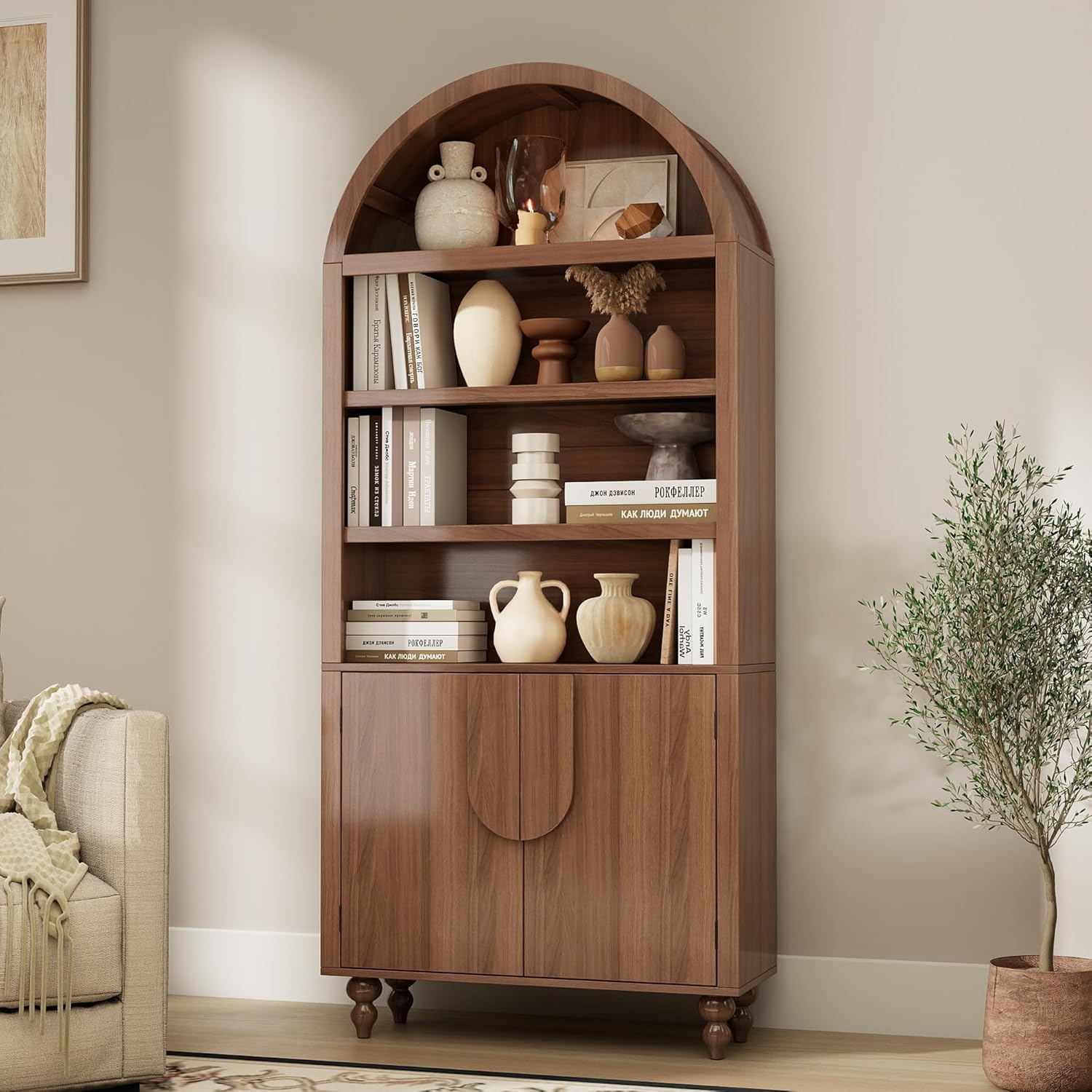 Office Furniture Custom - 71 inch gebogen boekenkast met 8