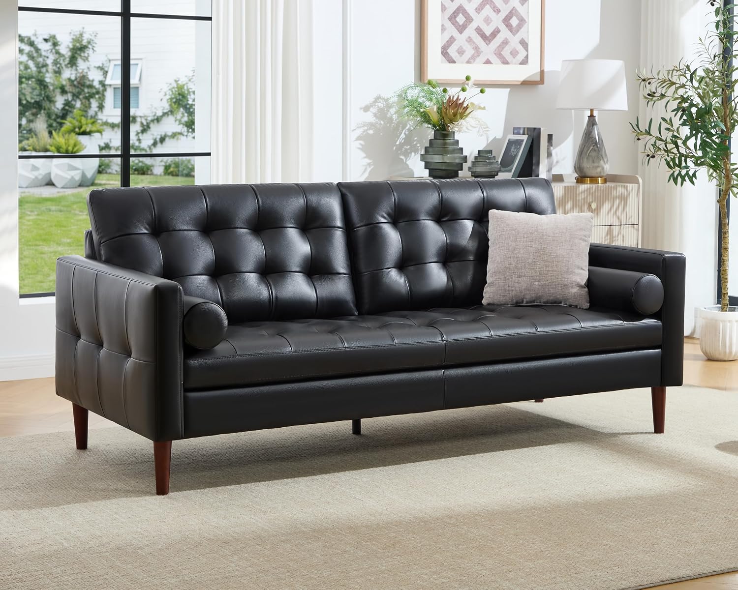 Office Furniture Custom - Leren bank, Mid-Century Modern lederen bank,