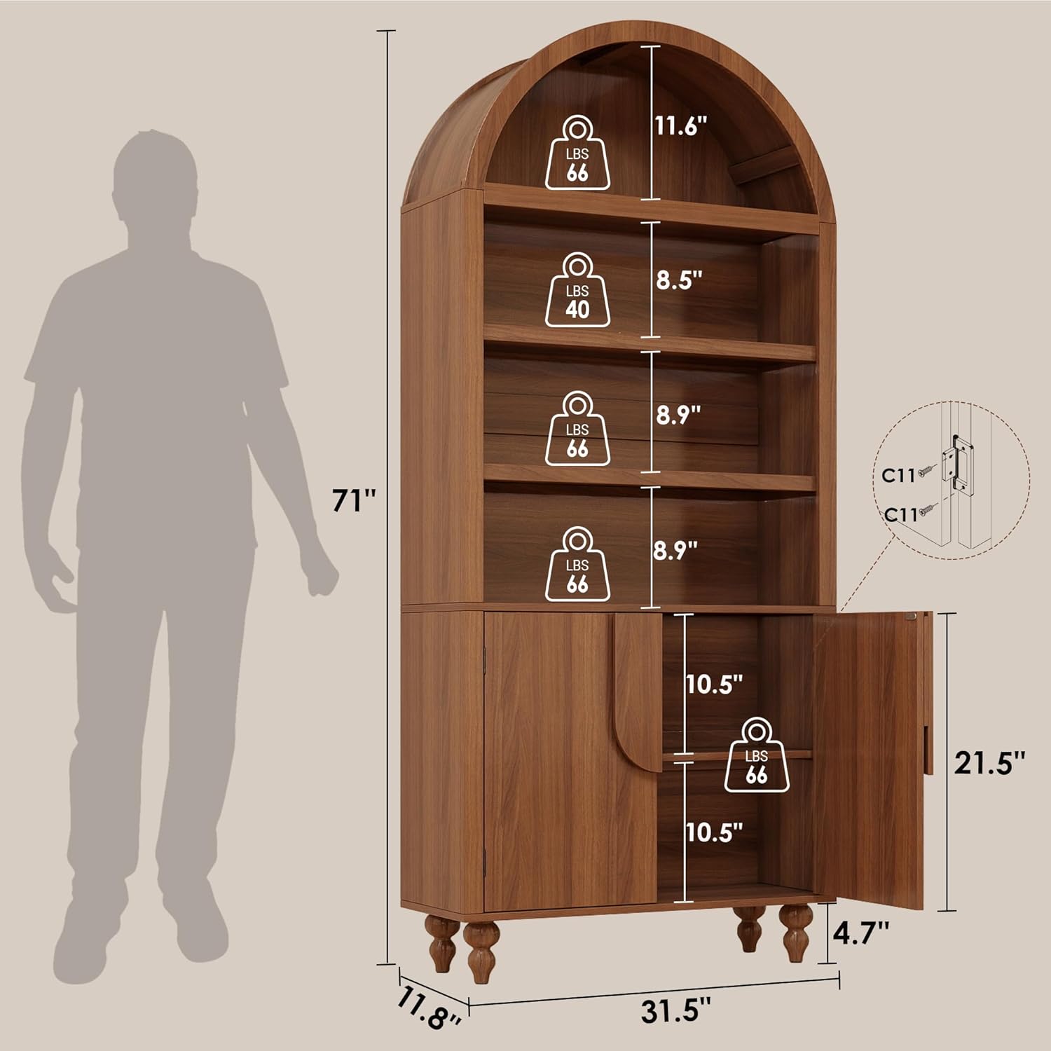71 inch gebogen boekenkast met - Office Furniture Custom recensie en prijs