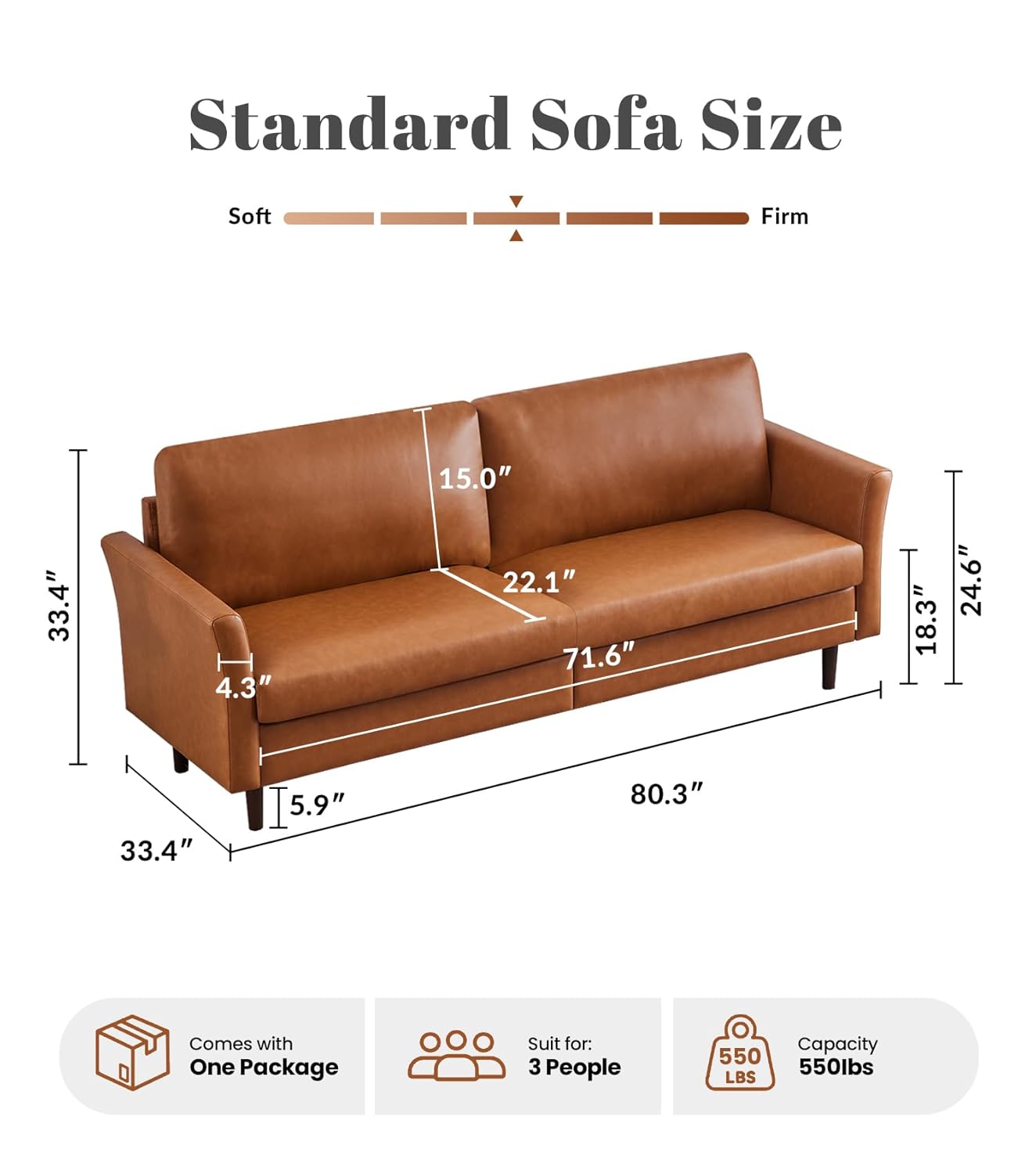 80 inch kunstleren bank, mid-c - Office Furniture Custom recensie en prijs